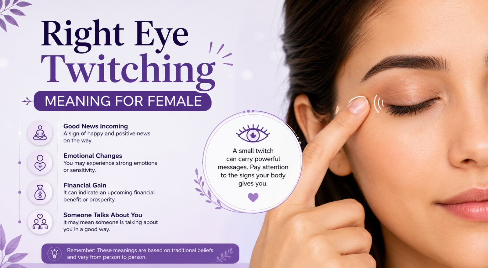 right eye twitching meaning for female